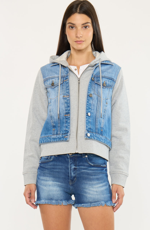 Kancan Kenzie Denim Hoodie Jacket In Blue