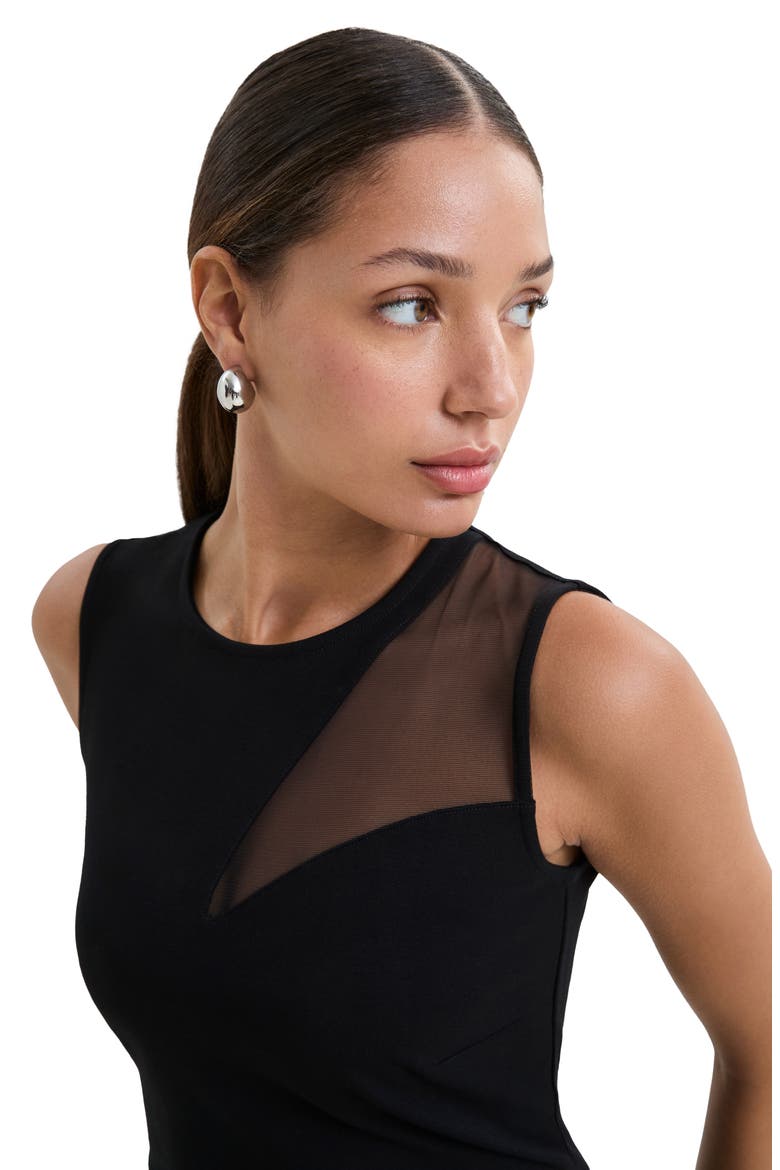 Bryant Sheer Accent Sleeveless Midi Dress, Alternate, color, BLACK