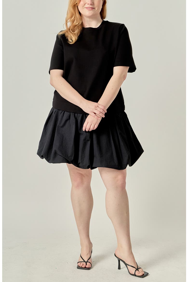 Bubble Mixed Media Minidress, Alternate, color, BLACK