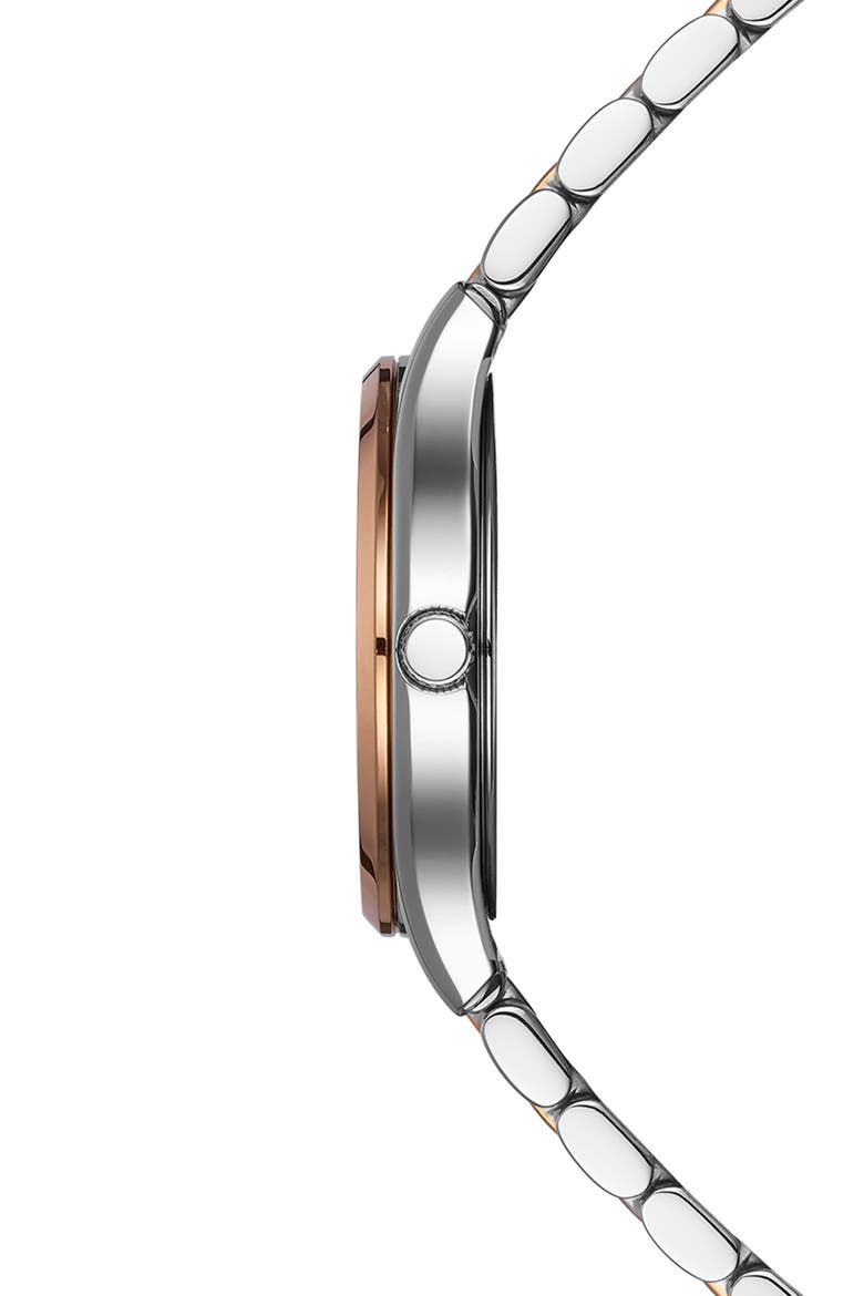 Beleganza Diamond & Mother-of-Pearl Bracelet Watch, 27.5mm, Alternate, color, TWO TONE STEEL ROSE PVD