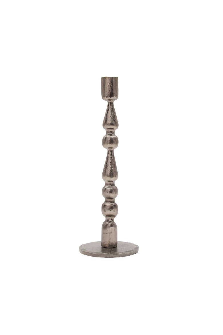 Large Harlequin Cast Taper Candle Holder, Alternate, color, Silver