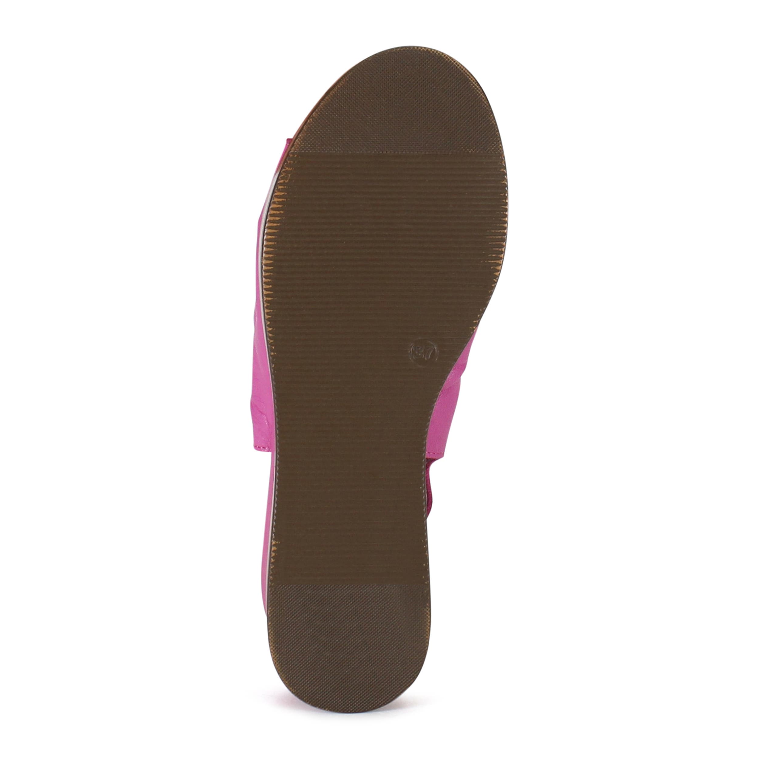 DibaTrue SMALL TOWN Ruched Leather Slingback Wedge, Alternate, color, Fushia