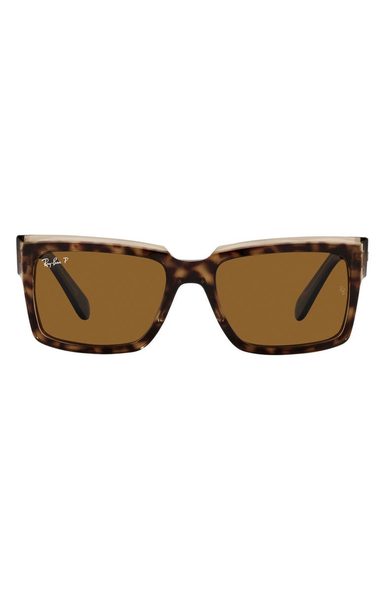 Ray-Ban Inverness 54mm Polarized Pillow Sunglasses, Main, color, Havana On Brown / Brown
