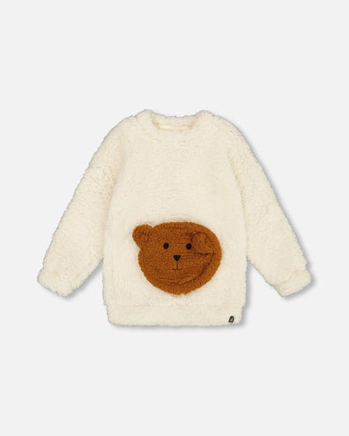 Deux Par Deux Plush Tunic With Bear Pocket In White