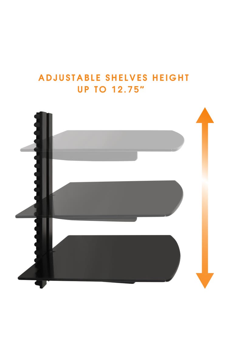 Megamounts Tempered Glass Double Shelf Single Stud Wall Mount, Alternate, color, 