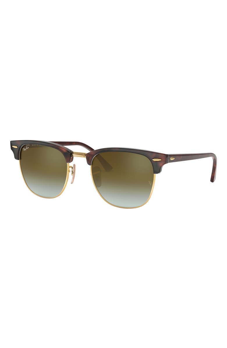 Ray-Ban 49mm Clubmaster Sunglasses, Alternate, color, Green Flash