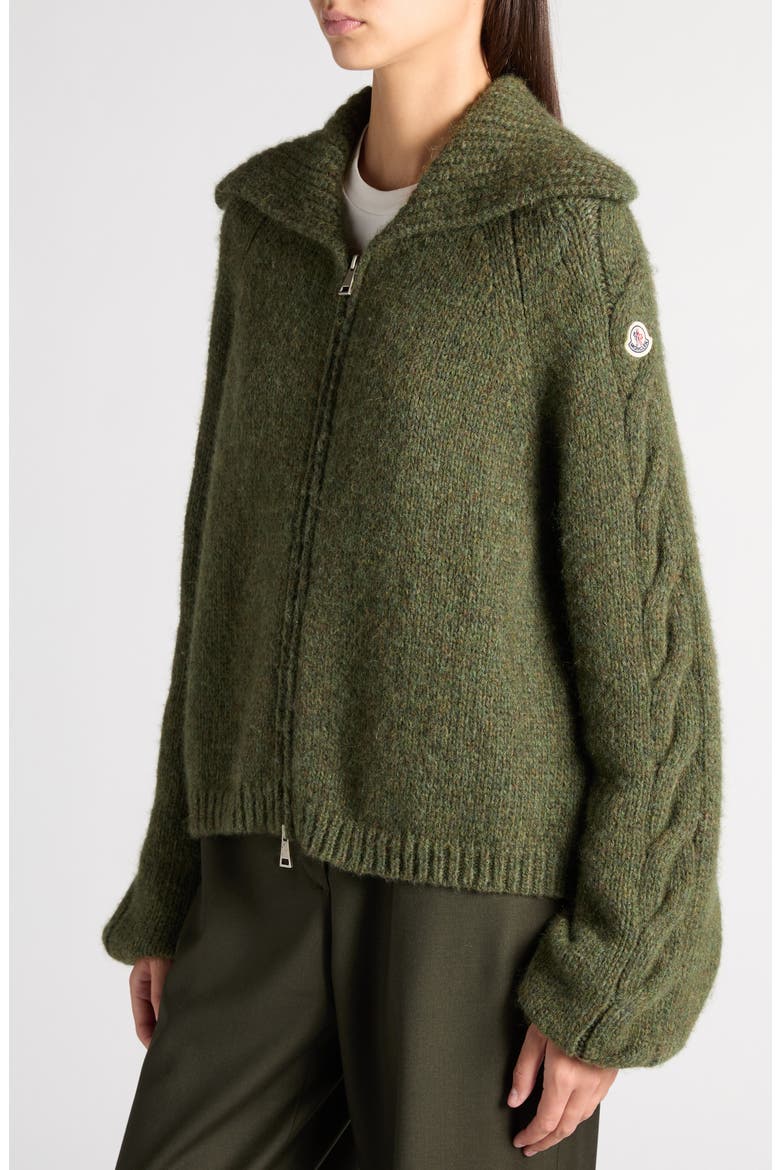 Alpaca Blend Zip Cardigan, Alternate, color, GREEN