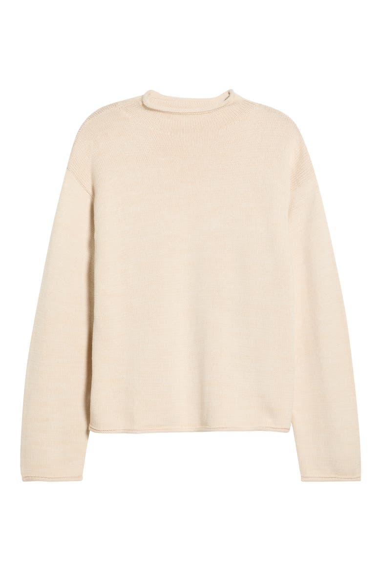 Elsie Cotton Blend Roll Edge Sweater, Alternate, color, WHEAT HEATHER BEIGE