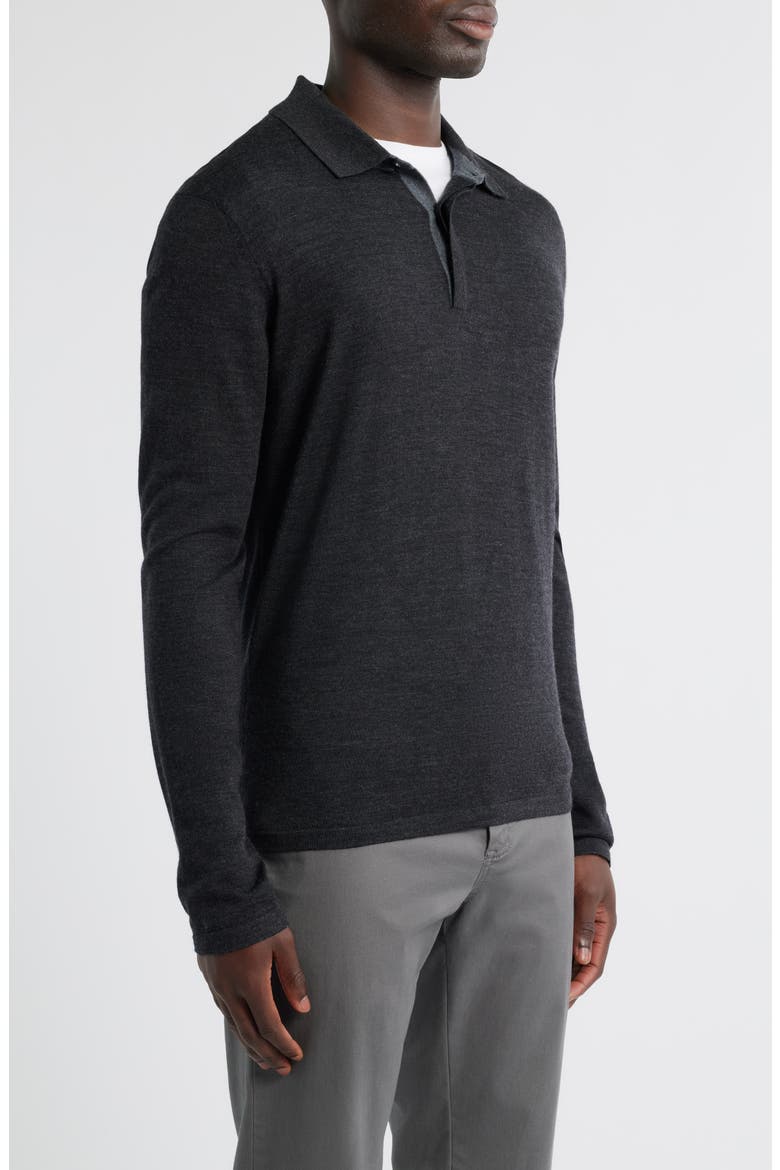 Thomas Merino Wool Long Sleeve Polo, Alternate, color, CHARCOAL