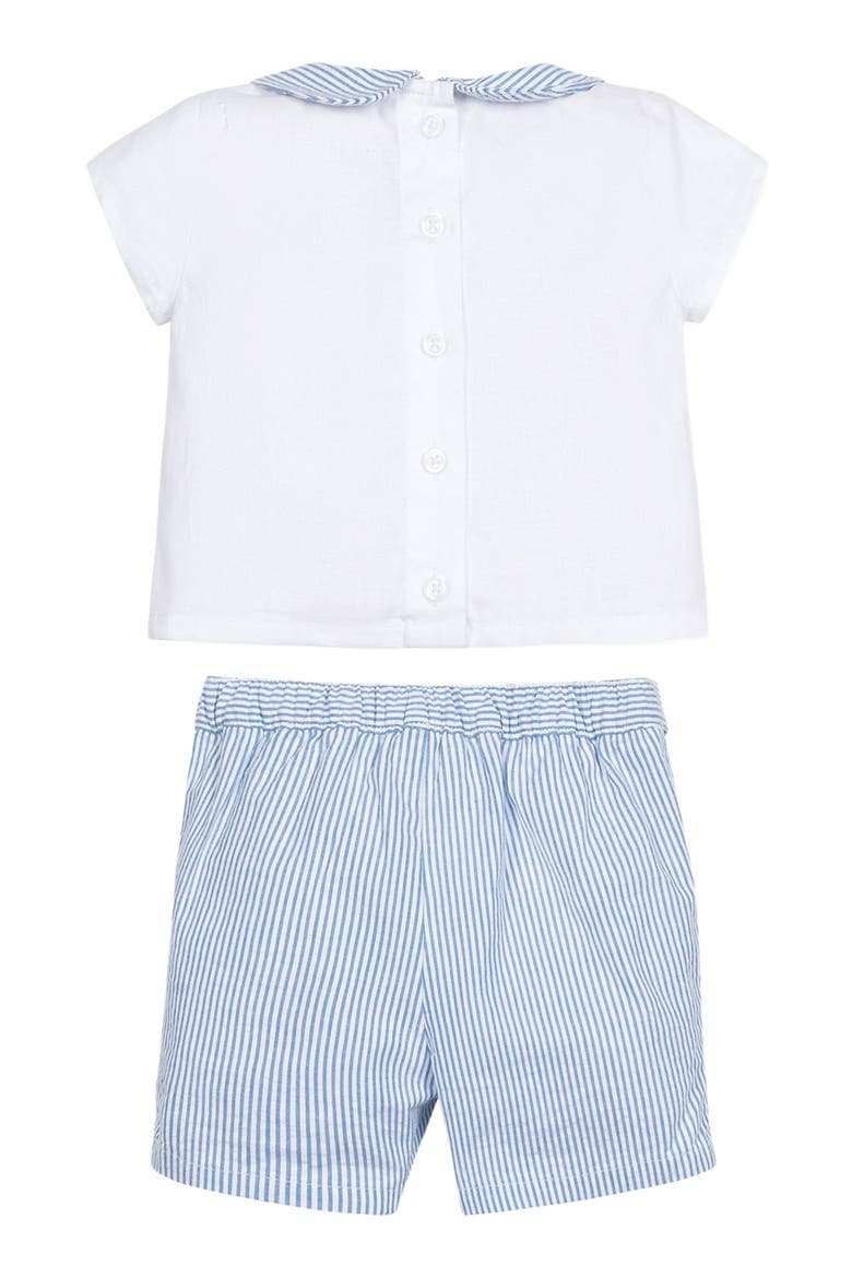 Baby Peter Pan Shirt and Short Set, Infant, Alternate, color, Blue Seersucker