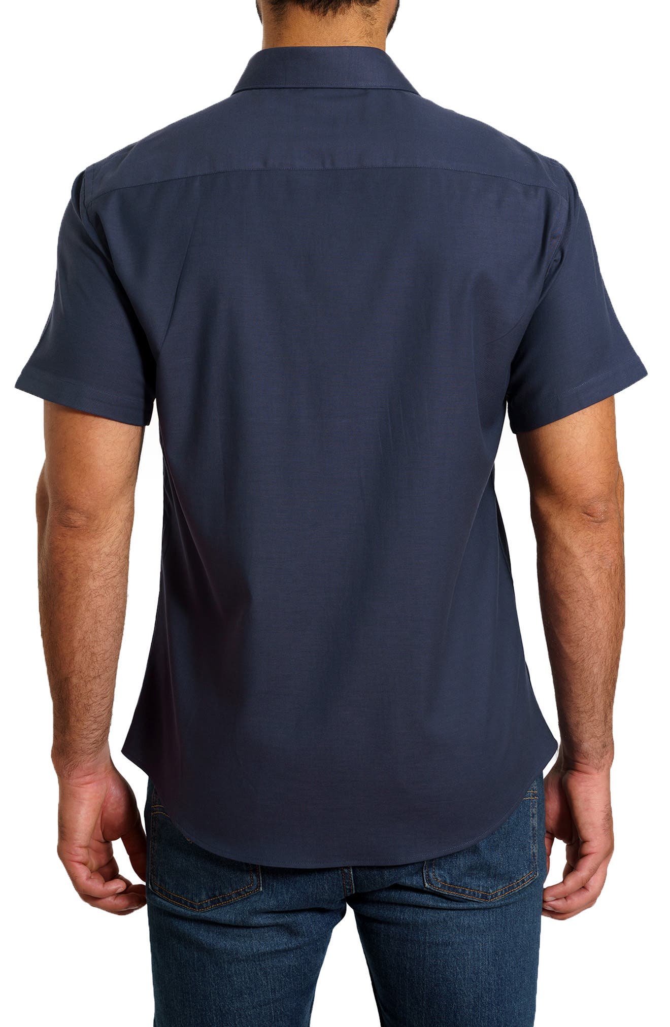 Trim Fit Solid Short Sleeve Button-Up Shirt - image 2