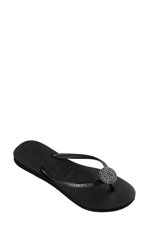 Havaianas Slim Crystal Flip Flop In Black