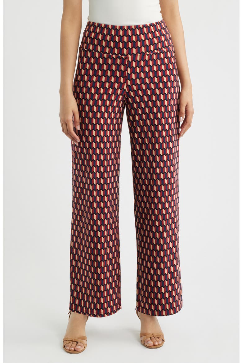 Geo Print Wide Leg Pants, Main, color, RUST MULTI