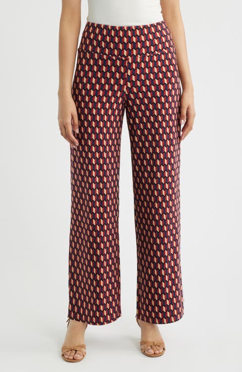 Geo Print Wide Leg Pants
