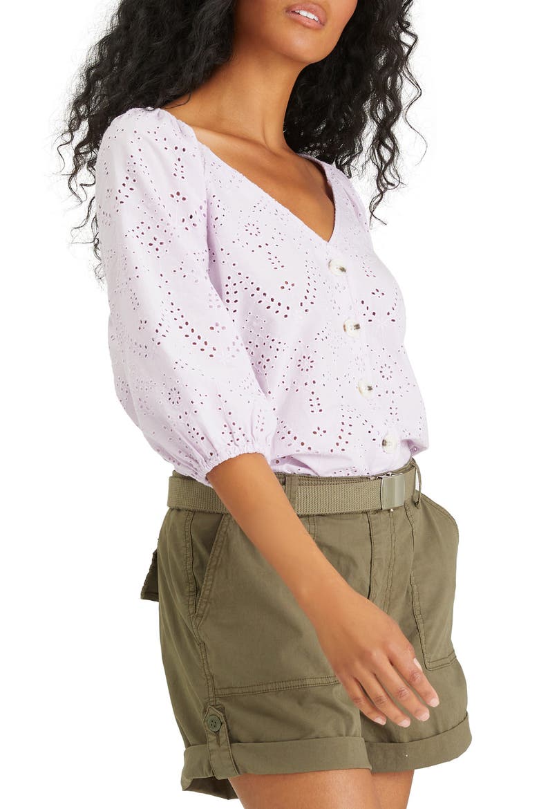 Modern Eyelet V-Neck Blouse, Alternate, color, LAVENDER ICE