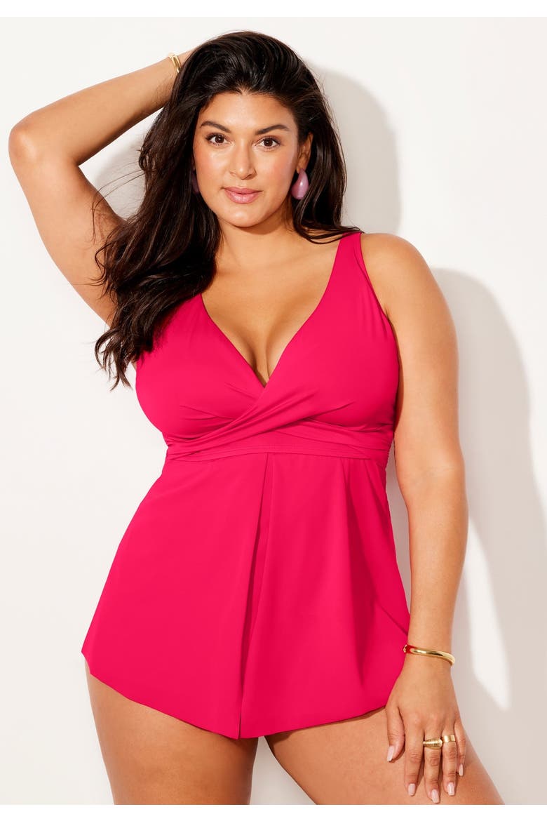 V Neck Twist Tankini Top, Alternate, color, Salsa