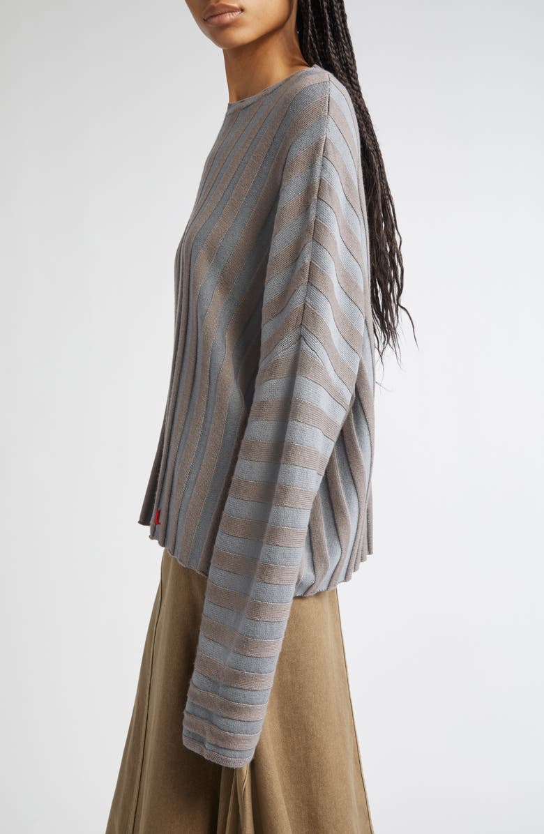 Eckhaus Latta Gender Inclusive Keyboard Stripe Merino Wool Sweater, Alternate, color, Heron