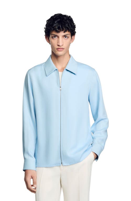 Sandro Zip-up Shirt In Blue Sky