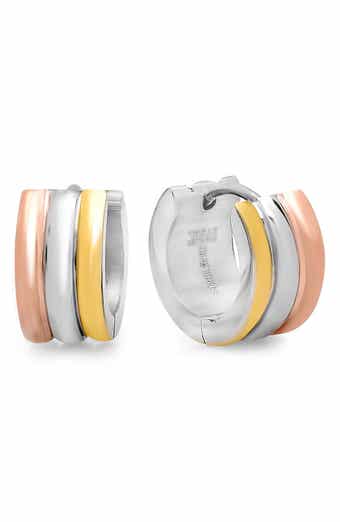 Tricolor Huggie Hoop Earrings