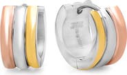 STEELTIME Tricolor Huggie Hoop Earrings