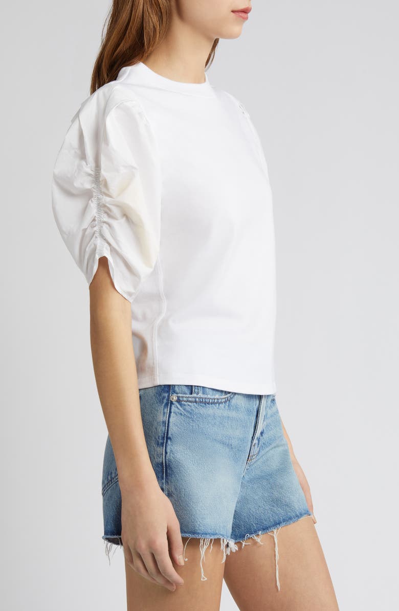 FRAME Ruched Sleeve Organic Cotton T-Shirt, Alternate, color, 