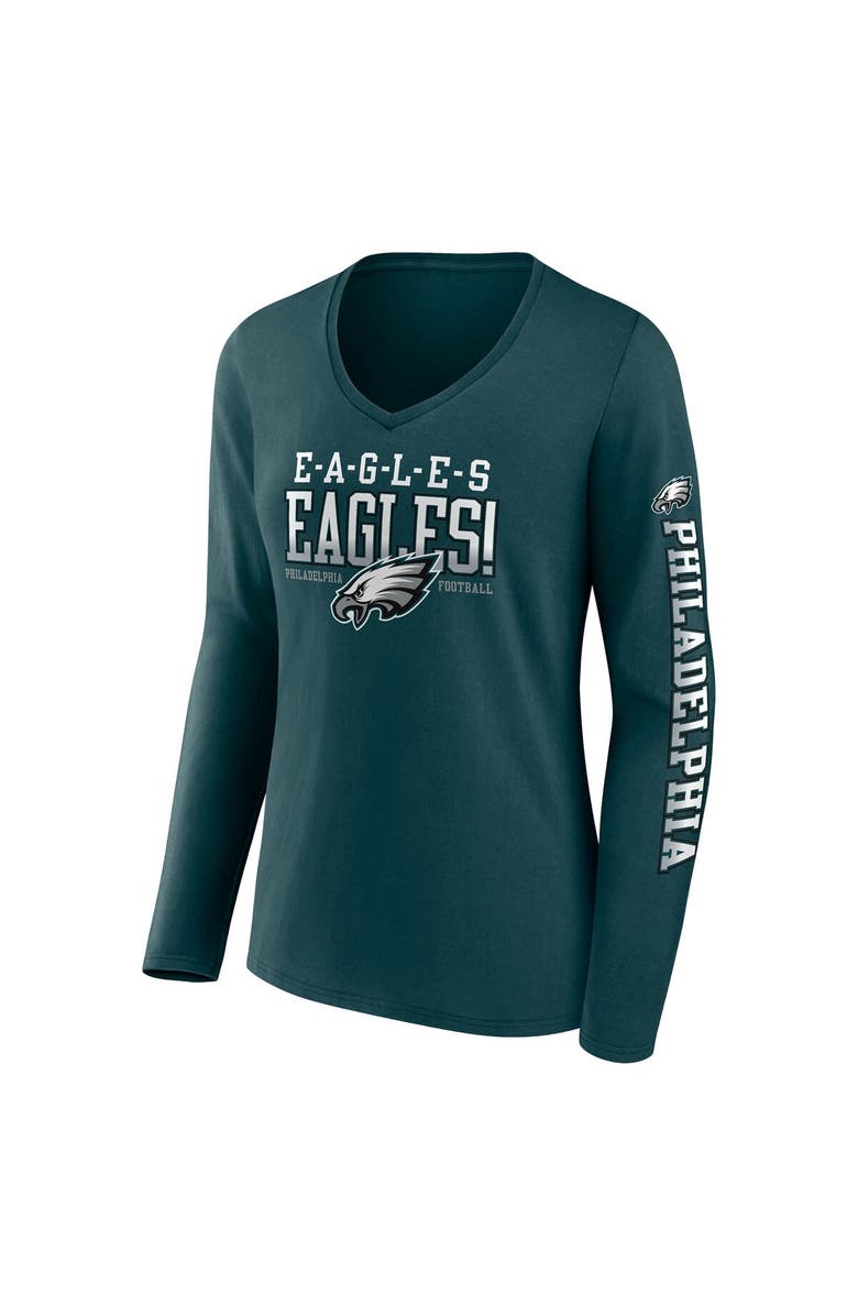 FANATICS Women's Fanatics Branded Midnight Green Philadelphia Eagles Hometown Sweep Long Sleeve V-Neck T-Shirt, Alternate, color, 
