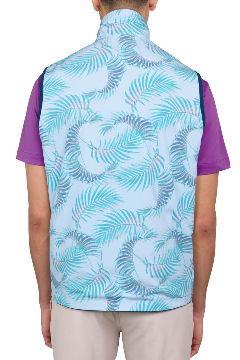 Regular Fit Leaf Print Recycled Performance Reversible Vest, Alternate, color, NAVY