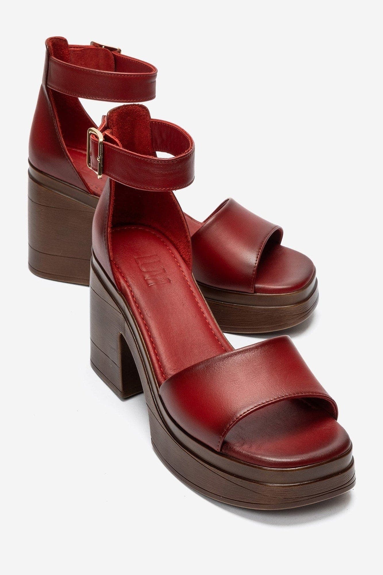 Margot Leather Platform Sandal, Main, color, Red Leather