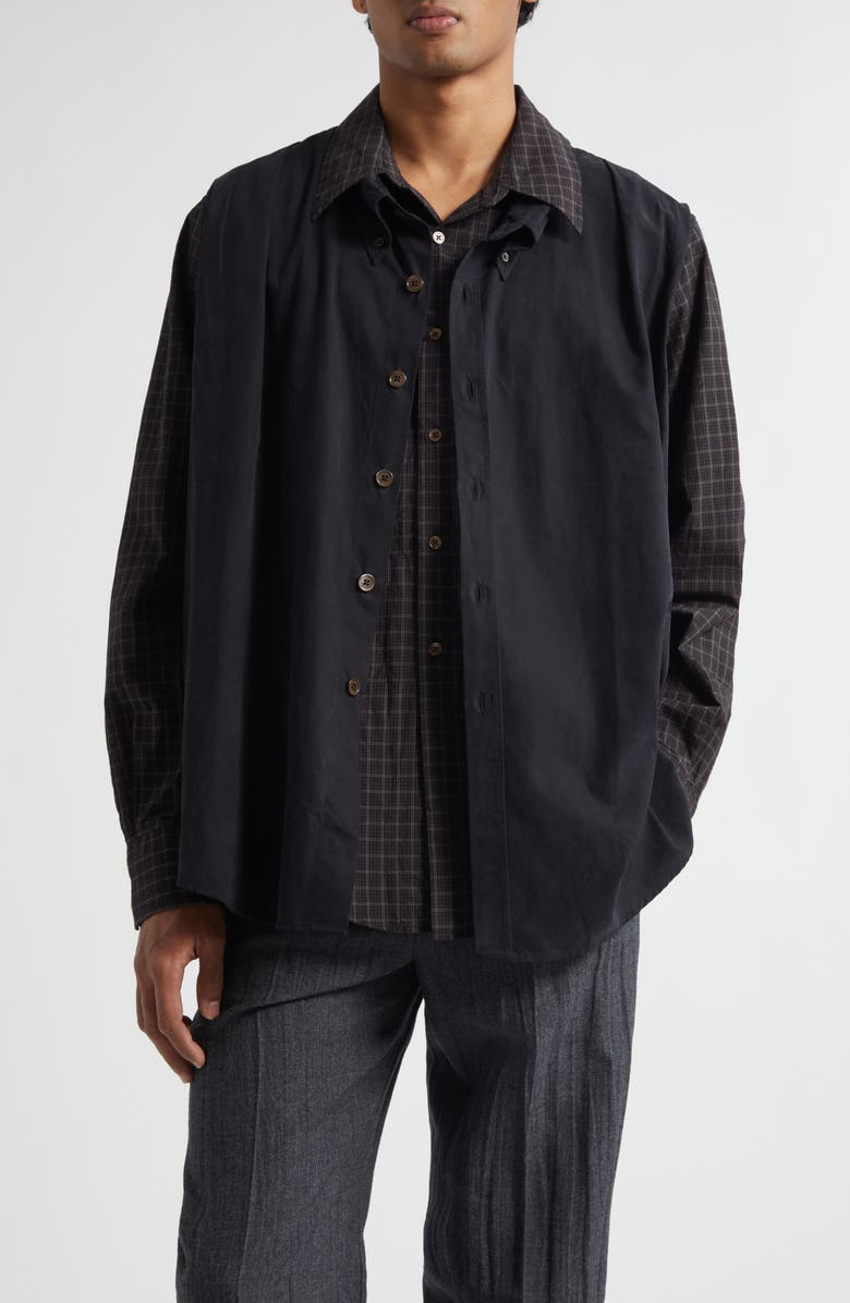 OUR LEGACY Double Borrowed Button-Up Shirt, Main, color, Black Faux Lumberjack Check