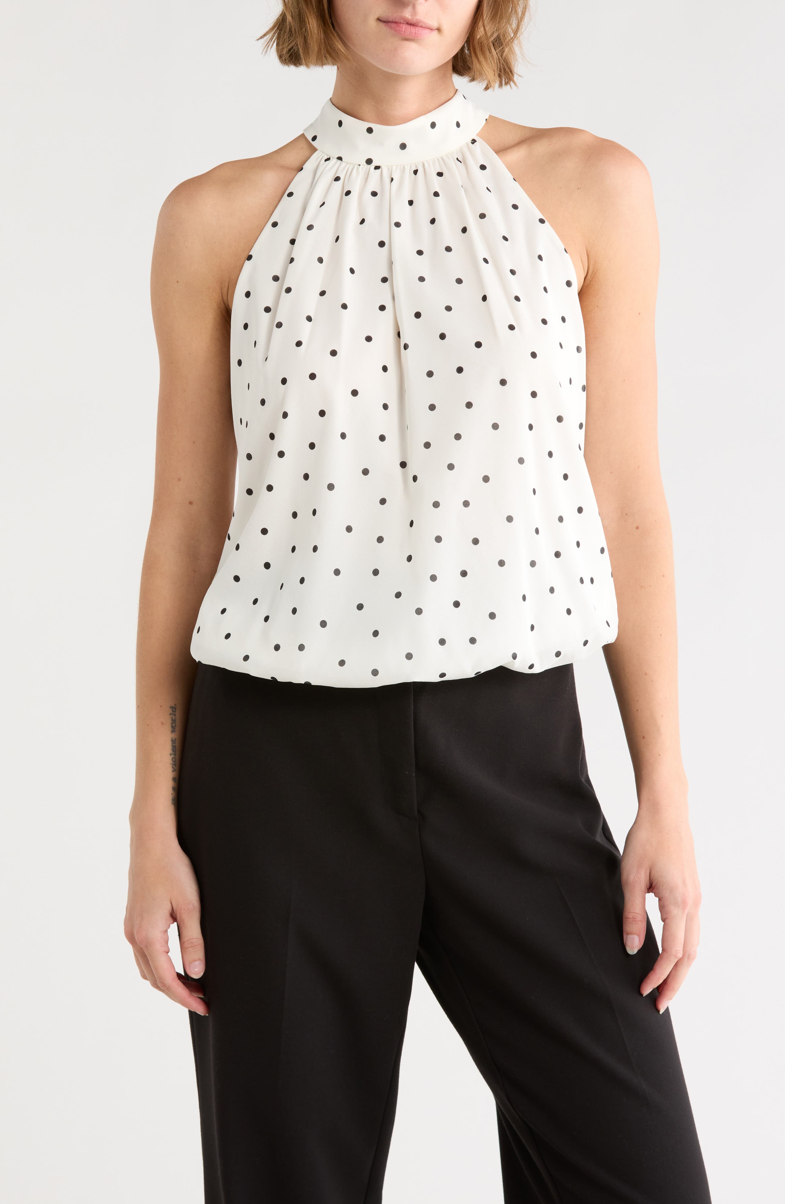 Alice + Olivia Maris Halter Neck Stretch Silk Top