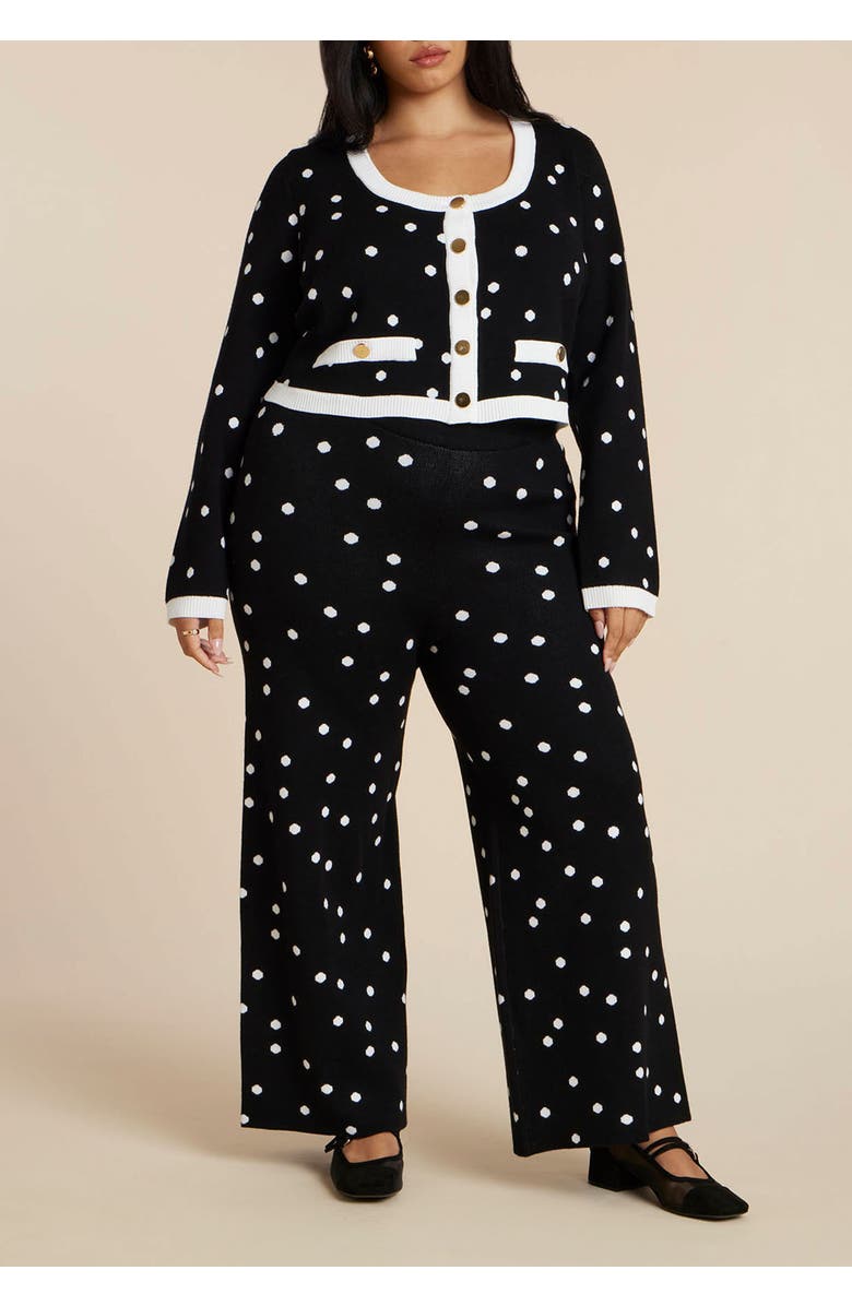 ELOQUII Cropped Intarsia Knit Jacket, Alternate, color, Twin Dots Black