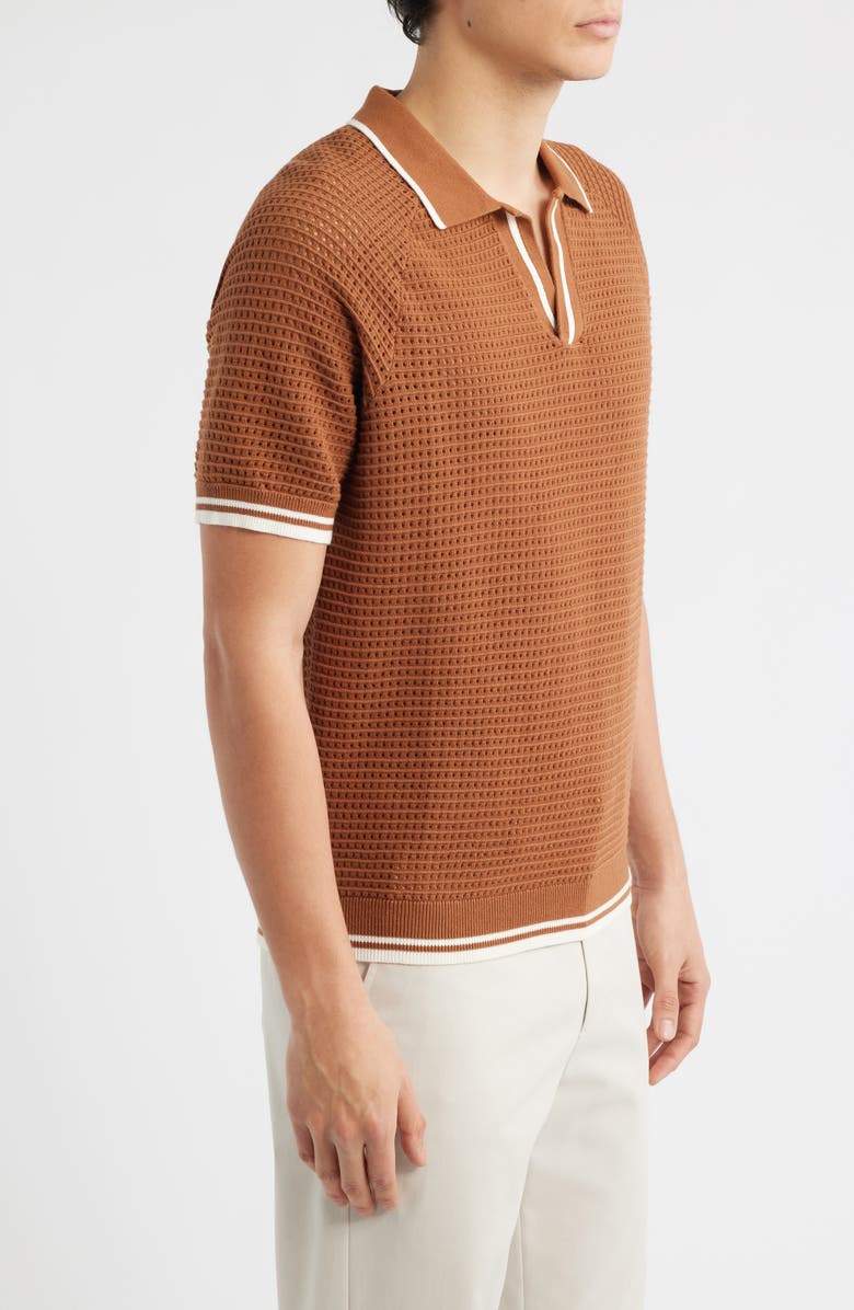 Percival Tennis Johnny Collar Sweater Polo, Alternate, color, Brown