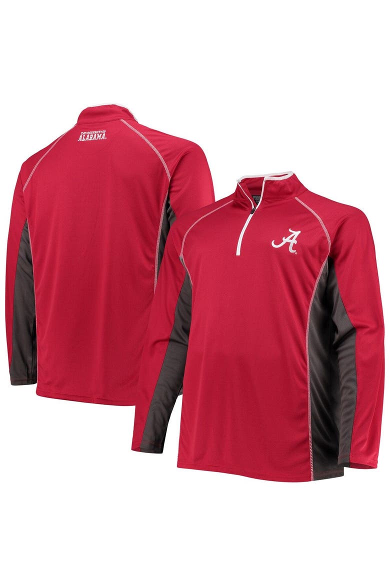 Men's Crimson Alabama Crimson Tide Big & Tall Textured Raglan Quarter-Zip Jacket, Main, color, Crimson