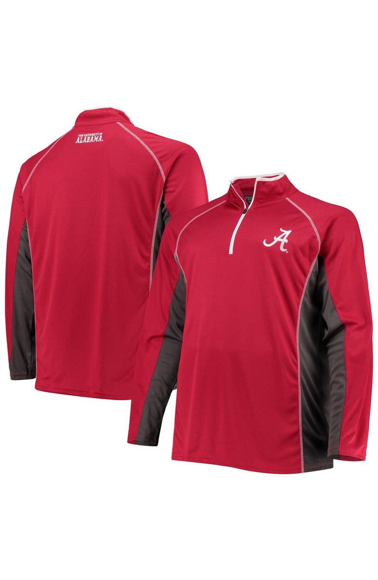 PROFILE Men's Crimson Alabama Crimson Tide Big & Tall Textured Raglan Quarter-Zip Jacket, Main, color, Crimson
