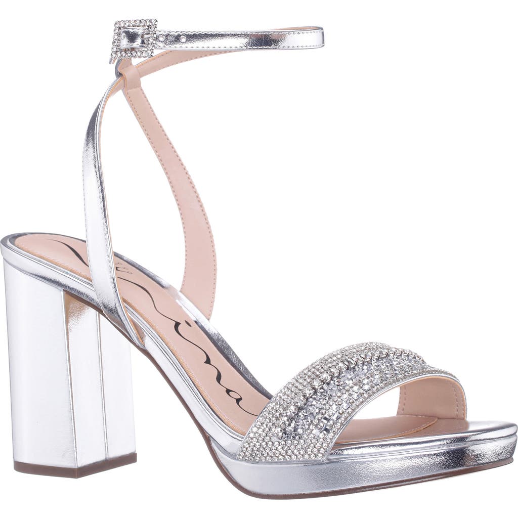 Nina Sofina Ankle Strap Platform Sandal In Silver