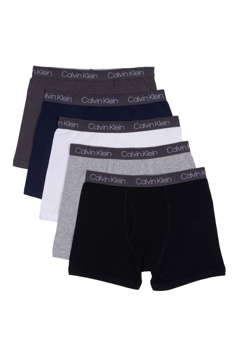 Kids' Assorted 5-Pack Boxer Briefs, Main, color, BLK ARCH/HG/WHT/BLK IRIS/CSTLR