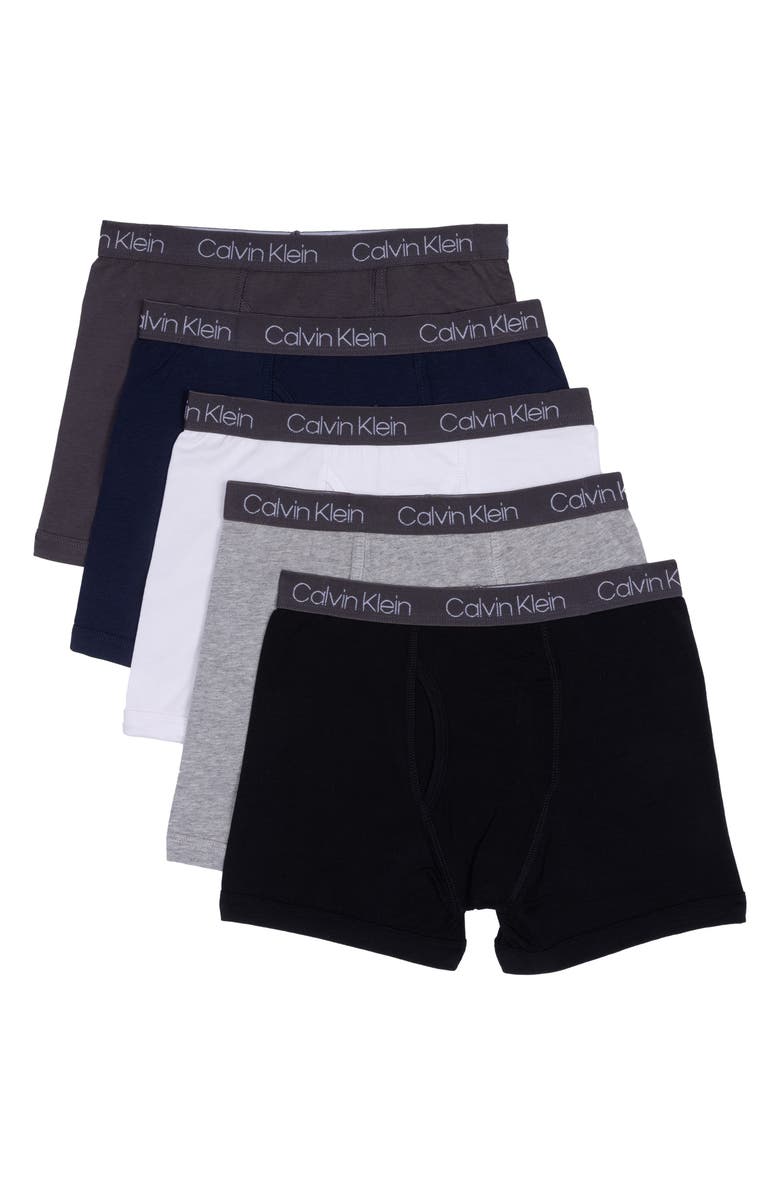 Calvin Klein Kids' Assorted 5-Pack Boxer Briefs, Main, color, Blk Arch/Hg/Wht/Blk Iris/Cstlr