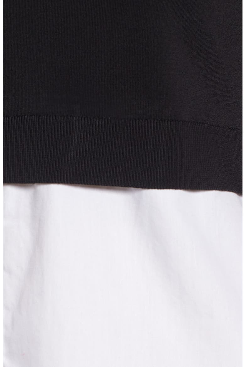 Off the Shoulder Poplin Sweater, Alternate, color, BLACK- WHITE COMBO