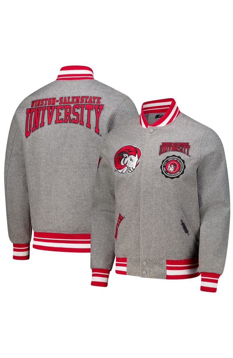 PRO STANDARD Men's Pro Standard Heather Gray Winston-Salem State Rams Crest Wool Full-Zip Jacket, Main, color, Heather Gray
