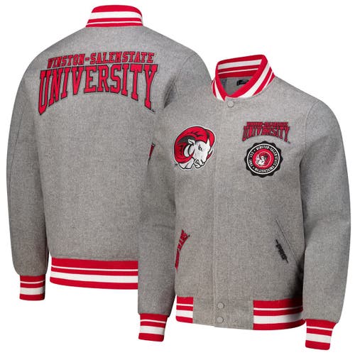 Pro Standard Heather Gray Winston-salem State Rams Crest Wool Full-zip Jacket In Gray