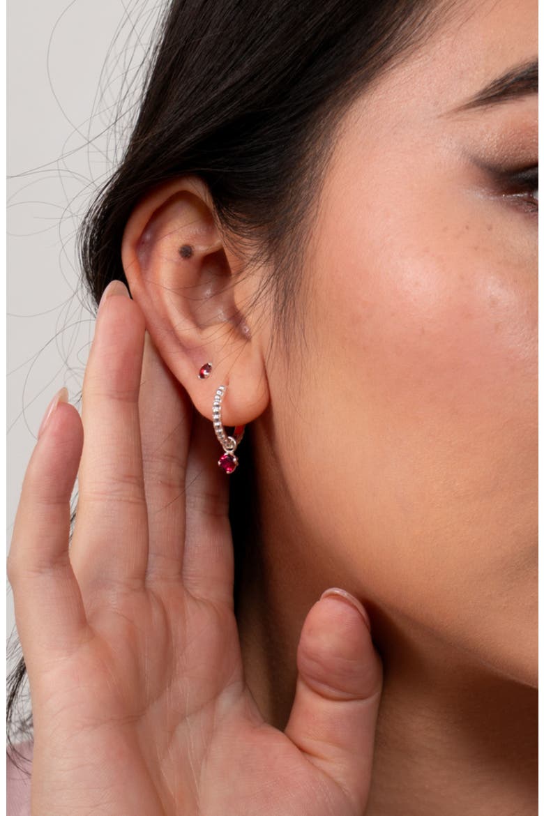 3mm Ruby Dewdrop Studs, Alternate, color, Sterling Silver