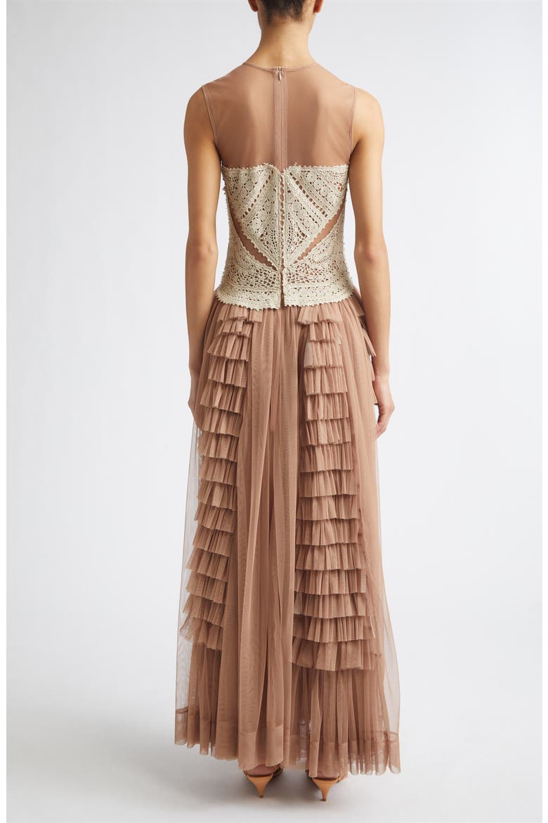 Orla Crochet & Tulle Gown, Alternate, color, SANDSTONE
