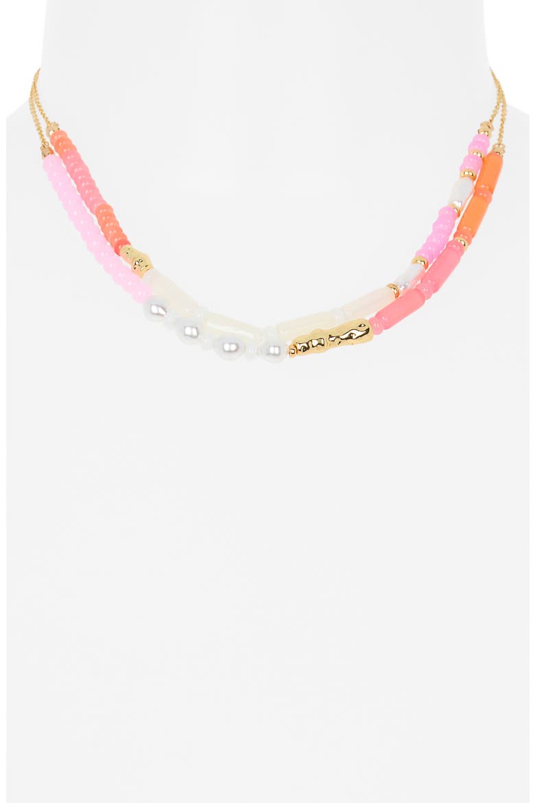 Two-Row Beaded Necklace, Alternate, color, PINK MULTI- GOLD