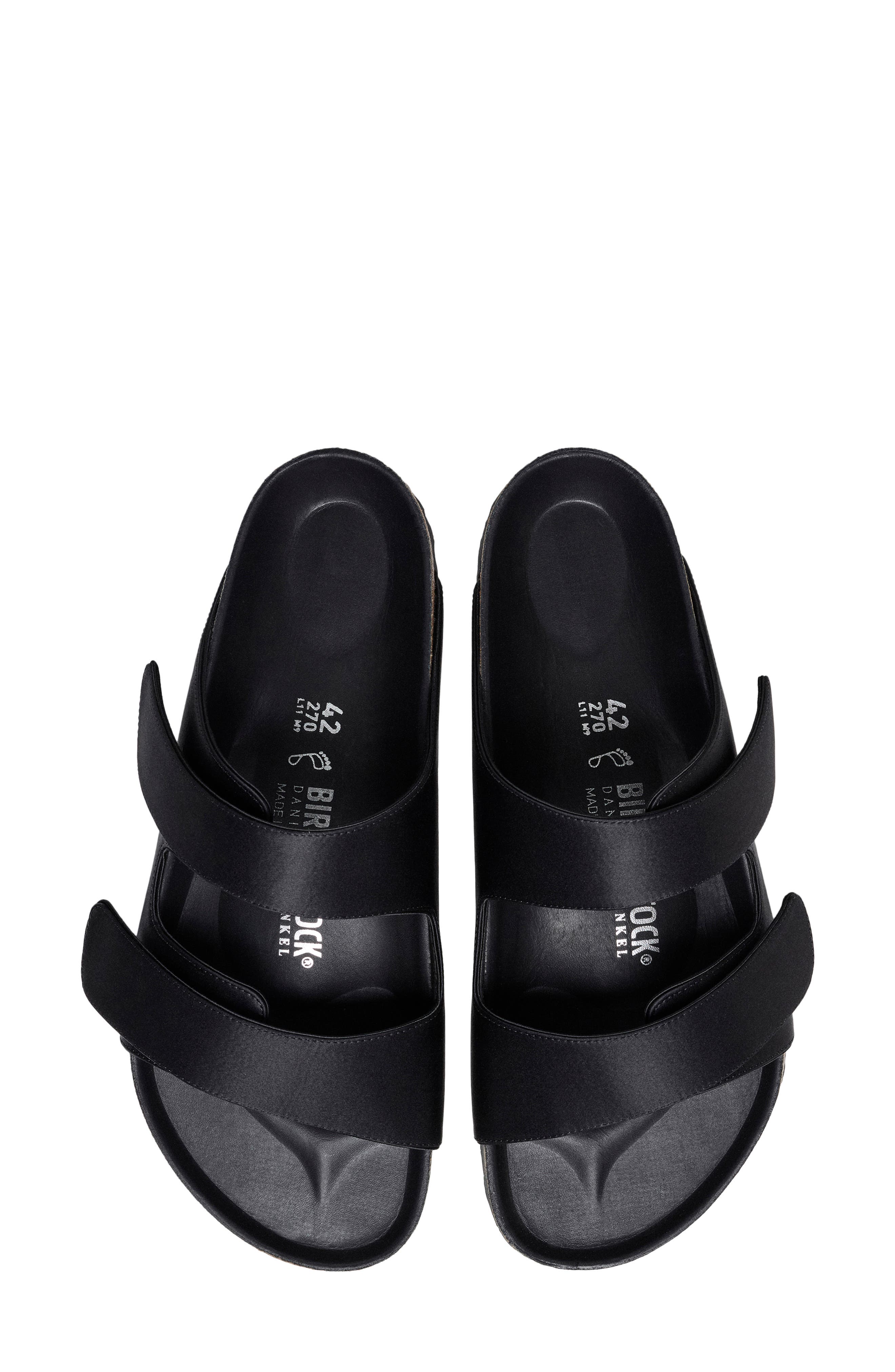 Birkenstock x Danielle Frankel x Danielle Frankel Arizona Satin Slide Sandal, Alternate, color, Black
