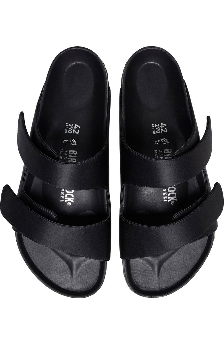 Birkenstock x Danielle Frankel x Danielle Frankel Arizona Satin Slide Sandal, Alternate, color, Black