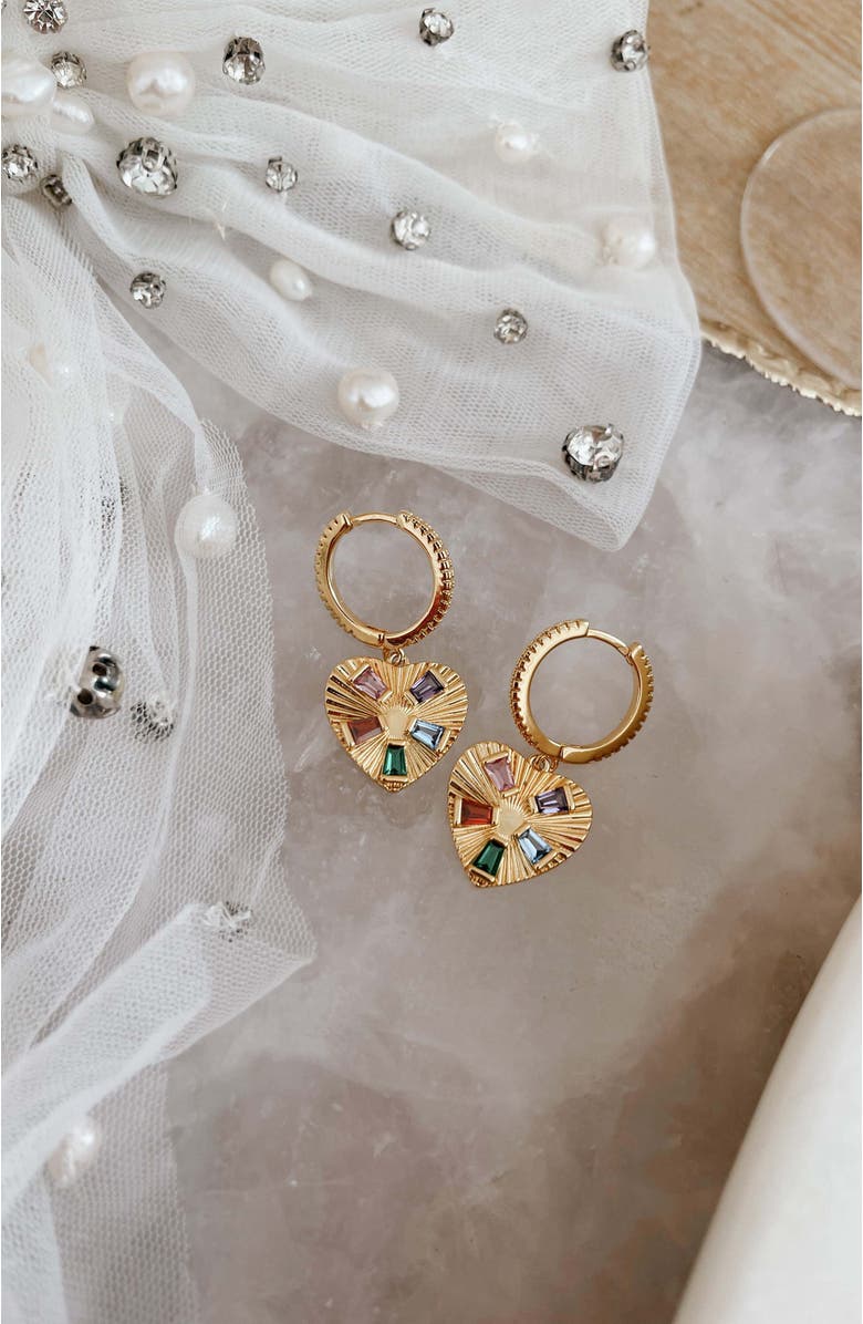 Untamed Petals Sacred Heart Hoops, Alternate, color, Gold