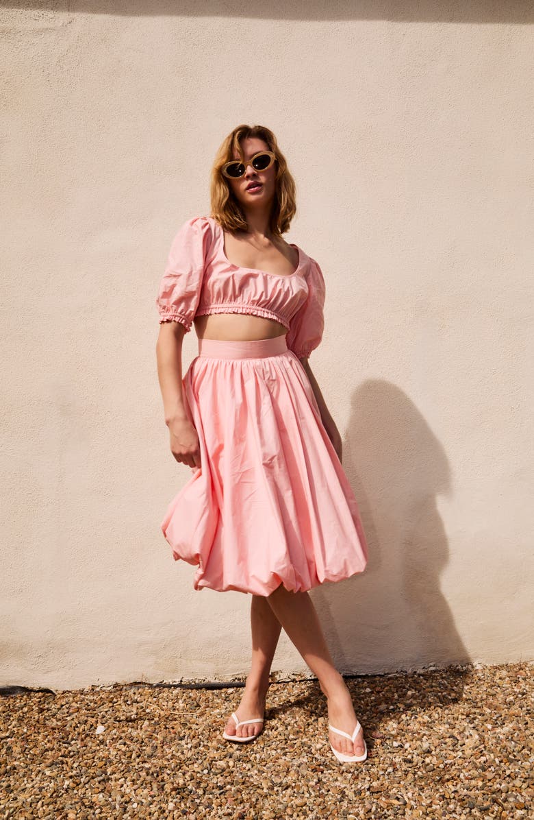 Extro & Vert Tessa Bubble Hem Midi Skirt, Alternate, color, Pink