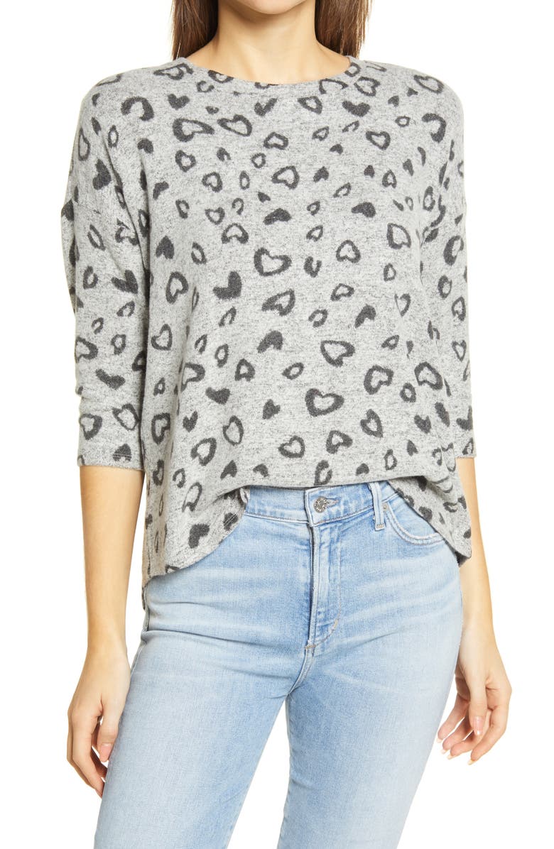 Bobeau Heart Hacci Knit Top, Main, color,