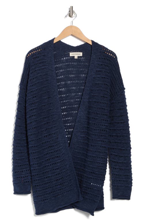 Lucky Brand Textured Cotton Blend Long Cardigan