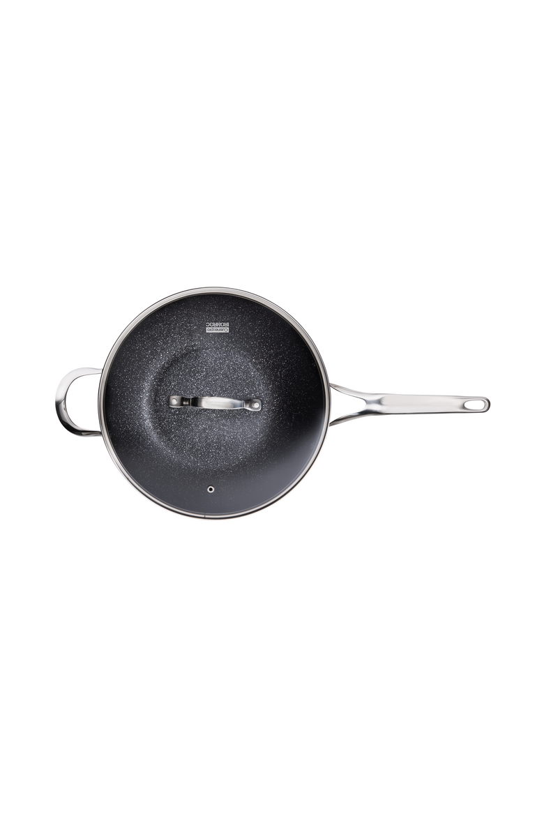 IRONROC™ 4.8 Qt Wok with Lid, Alternate, color, BLACK